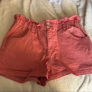 wild fable High-Waist Paperbag Shorts in Coral Pink